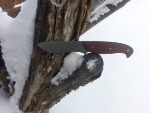 simple walnut handle o1 blade w leather sheath